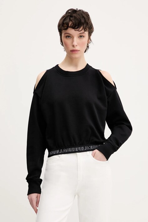 Karl Lagerfeld Jeans bluză femei, culoarea negru, uni, A2W20062