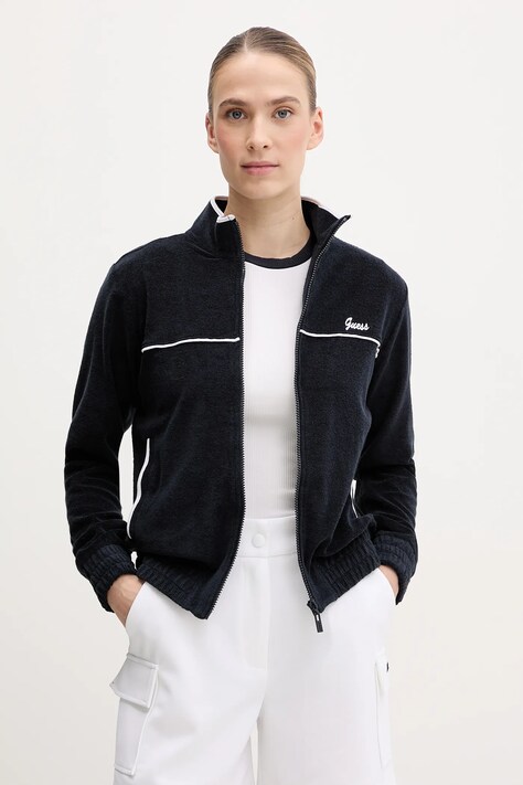 Guess bluză ASTER femei, culoarea albastru marin, uni, V5GQ02 KCQV1