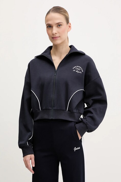 Guess bluză NIGELLA femei, culoarea bleumarin, cu imprimeu, V5GQ04 KCS01