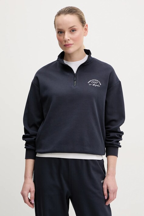 Guess bluză NIGELLA femei, culoarea bleumarin, melanj, V5GQ06 KCS01