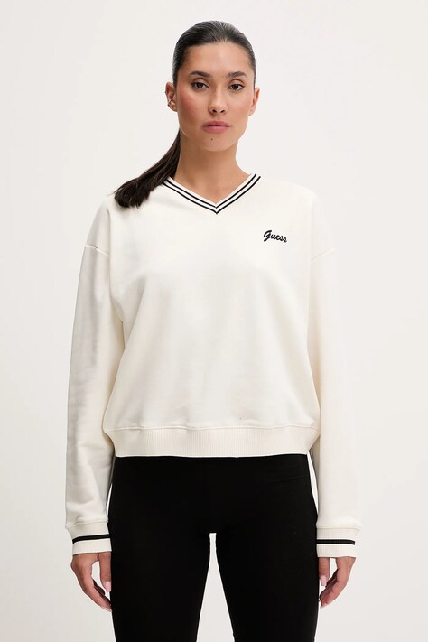 Guess bluză IRIS culoarea bej, uni, V5GQ07 KCRT1