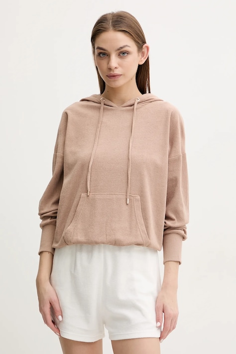 Mikina Melissa Odabash dámská, hnědá barva, s kapucí, hladká, Nora