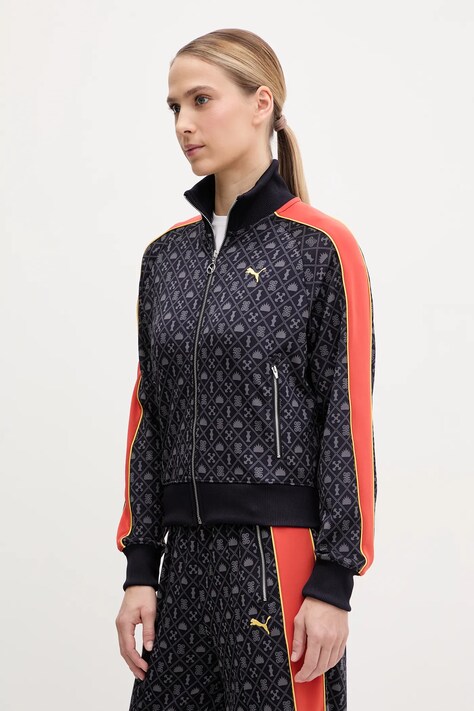 Puma bluză femei, culoarea albastru marin, cu imprimeu, 629792