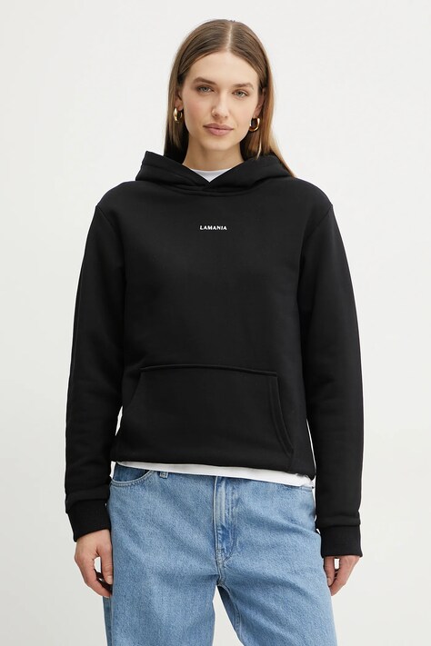 La Mania bluza damska kolor czarny z kapturem melanżowa ARIA