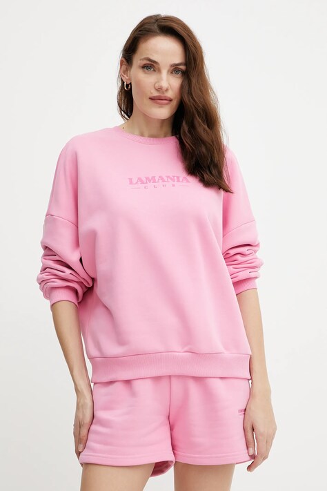 Mikina La Mania dámská, růžová barva, s aplikací, LOVELY