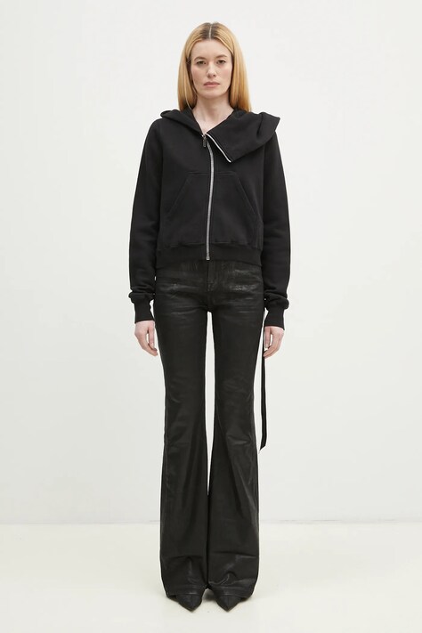 Rick Owens cotton sweatshirt Mountain women's black color hooded smooth DS01E3247.F