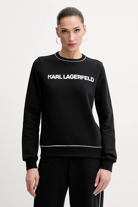 Karl Lagerfeld bluză femei, culoarea negru, cu imprimeu, A2W20066