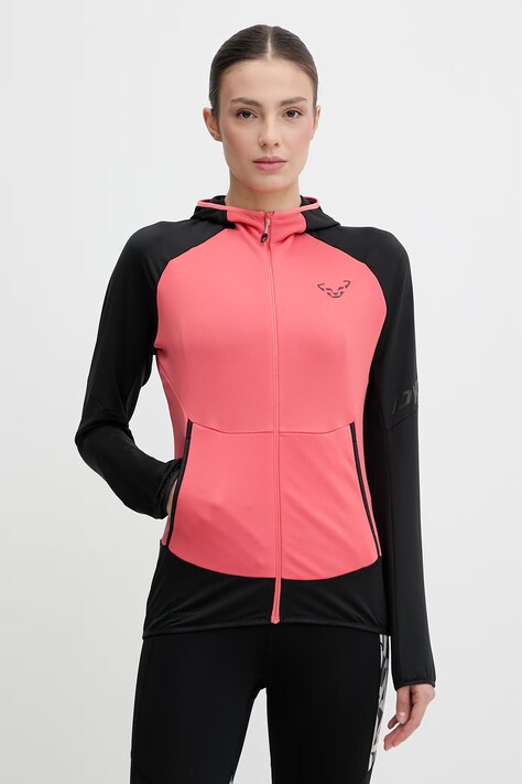 Dynafit bluza outdoorowa Transalper Light damska kolor różowy z kapturem wzorzysta 08.0000071177