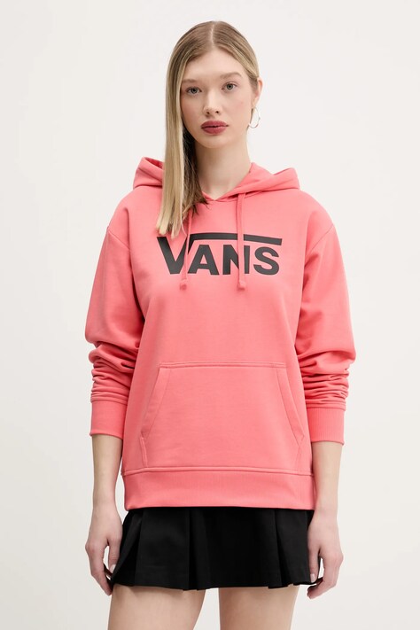 Vans bluza femei, culoarea portocaliu, cu glugă, cu imprimeu, VN000A5RD6Z1