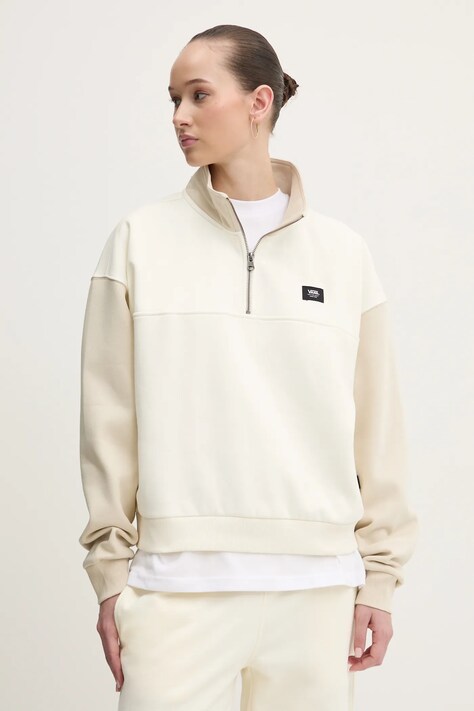 Vans bluza femei, culoarea bej, cu imprimeu, VN000H2AD0D1