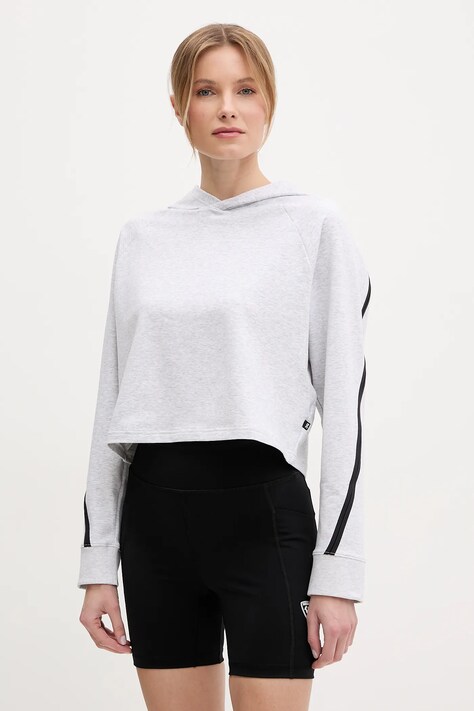 ON running bluză trening Studio culoarea gri, cu glugă, melanj, 1WF12421756