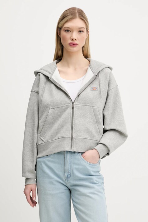 Dickies bluza femei, culoarea gri, cu glugă, melanj, DK0A4Y1ZHG01
