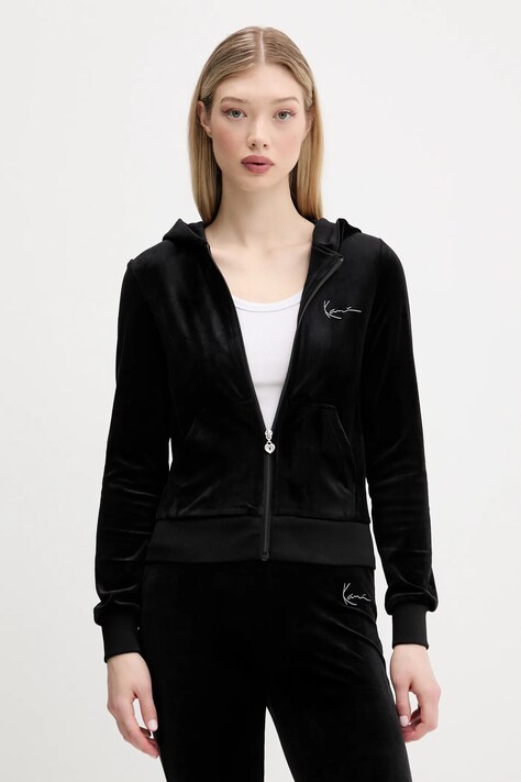 Karl Kani bluză din velur culoarea negru, cu glugă, cu imprimeu, 61860032