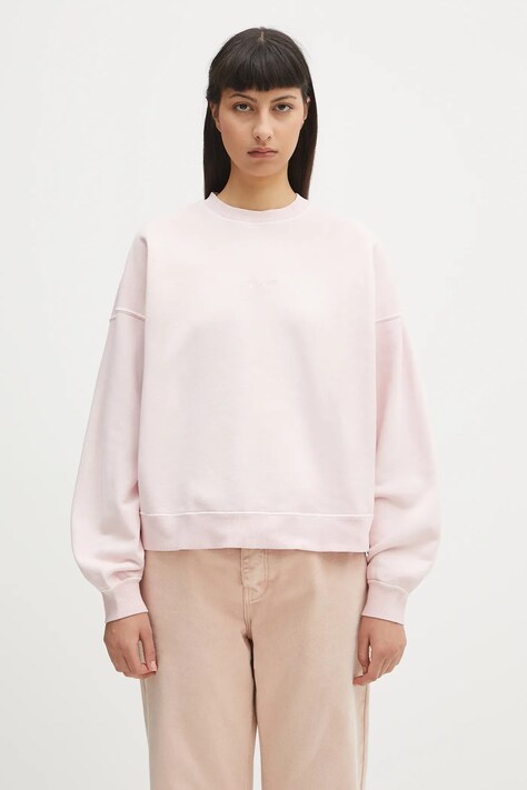 Βαμβακερή μπλούζα Carhartt WIP Benton Sweat γυναικεία, χρώμα: ροζ, I034511