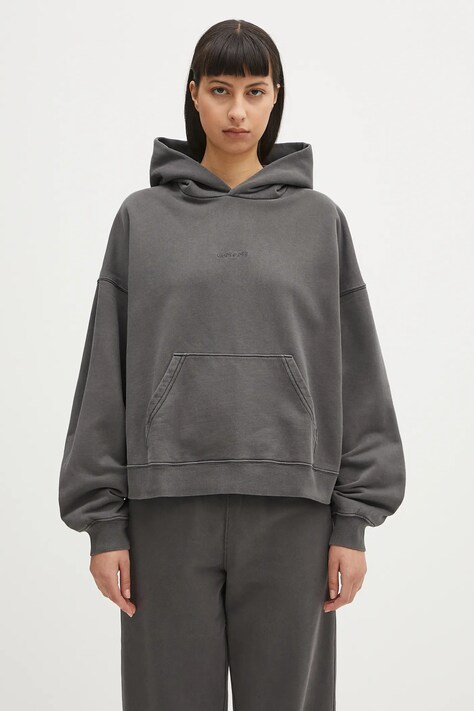 Carhartt WIP hanorac de bumbac Hooded Benton Sweat culoarea gri, cu glugă, neted, I034512