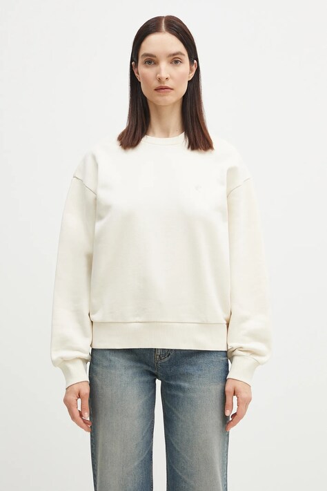 Carhartt WIP hanorac de bumbac Casey Sweatshirt femei, culoarea bej, cu imprimeu, I032643