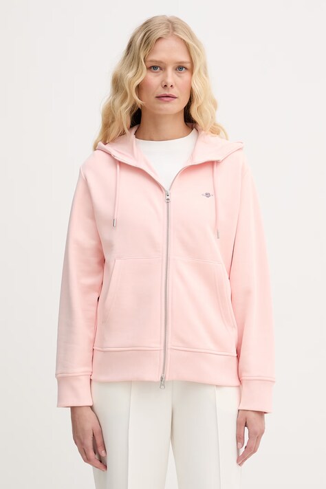 Gant bluza damska kolor różowy z kapturem gładka 4201412