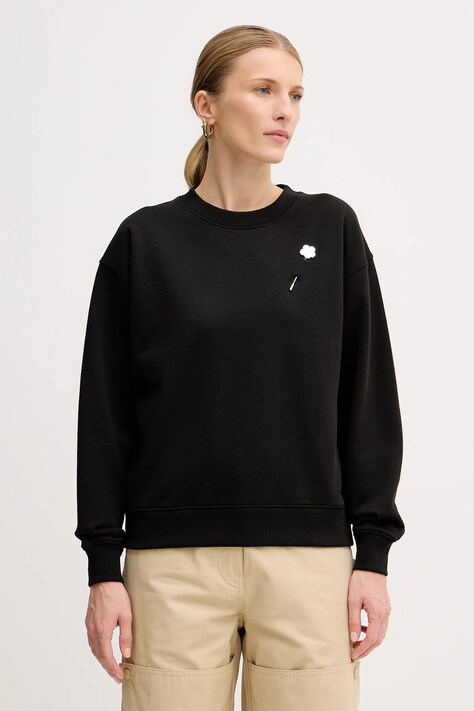 Kenzo felpa in cotone donna colore nero con applicazione FF52SW1744MF.99J