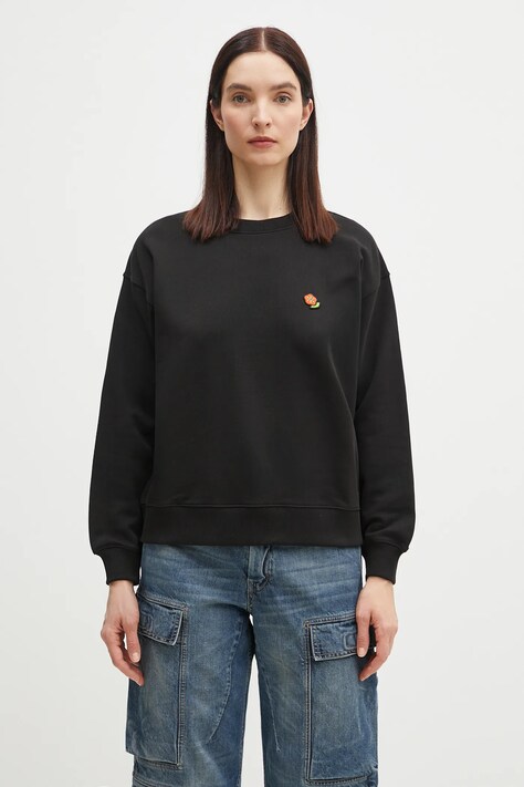 Kenzo cotton sweatshirt women's black color smooth FF52SW1874MF.99J