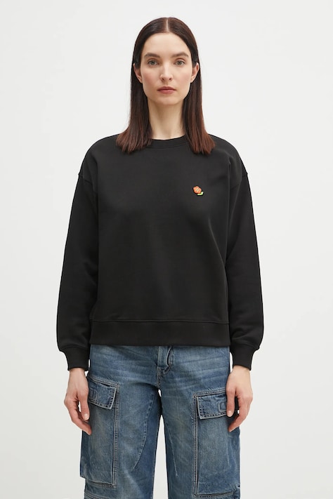 Kenzo cotton sweatshirt women's black color smooth FF52SW1874MF.99J