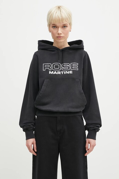 Martine Rose cotton sweatshirt Shrunken women's black color hooded with a print 625JS02002D