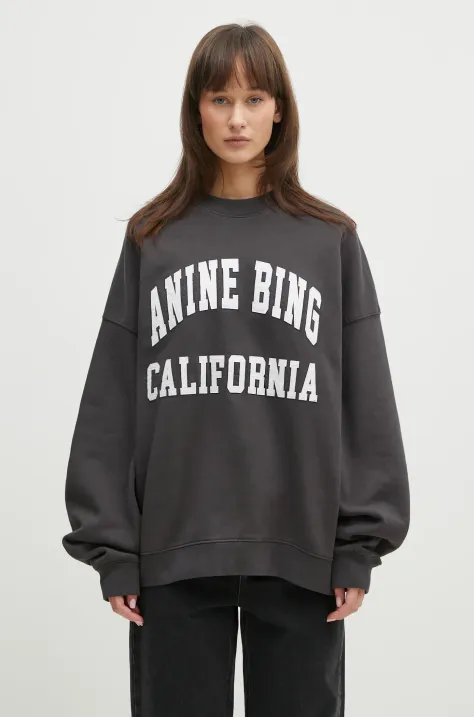 Anine Bing cotton sweatshirt Miles Sweatshirt Anine Bing women's gray color with an application A.08.10025