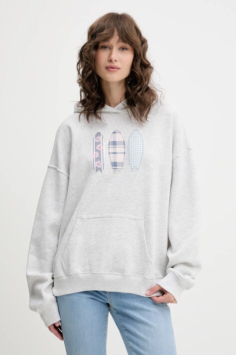 Hollister Co. bluză culoarea gri, cu glugă, melanj, KI352-5136