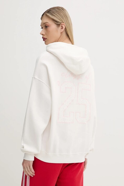 Hollister Co. bluza damska kolor biały z kapturem z aplikacją KI352-5139