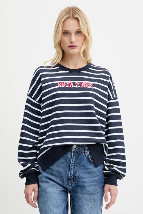 Hollister Co. bluză culoarea bleumarin, cu imprimeu, KI352-5162