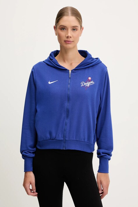 Nike bluza Los Angeles Dodgers damska kolor niebieski z kapturem z aplikacją 035D-11TU-LD-HVV