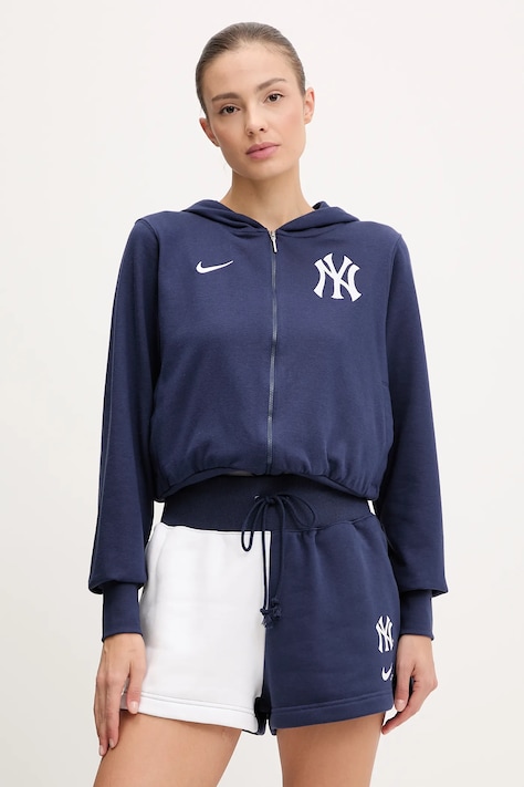 Nike bluză New York Yankees culoarea bleumarin, cu glugă, cu imprimeu, 035D-160N-NK-HVV