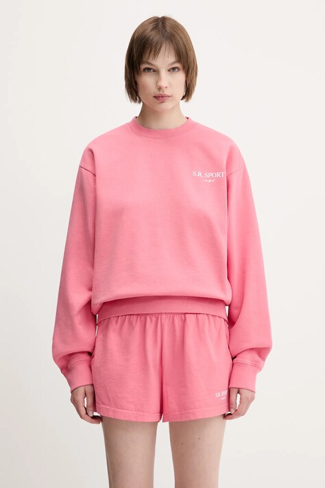 Хлопковая кофта Sporty & Rich Wimbledon цвет розовый с принтом ST071612201P139
