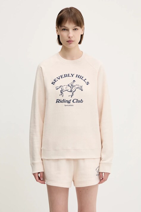 Кофта Sporty & Rich Bh Riding Club Soft цвет бежевый с принтом ST082626255CR01