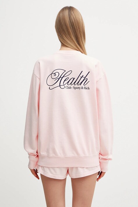 Sporty & Rich bluza bawełniana Health Script damska kolor różowy z nadrukiem ST071620078P140