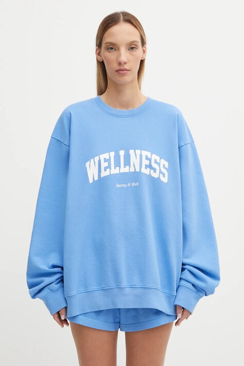 Sporty & Rich bluza bawełniana Wellness Ivy damska kolor niebieski wzorzysta ST071621001BL102