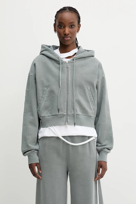 Хлопковая кофта KSUBI sott origin цвет серый с капюшоном однотонная WSP25FL003