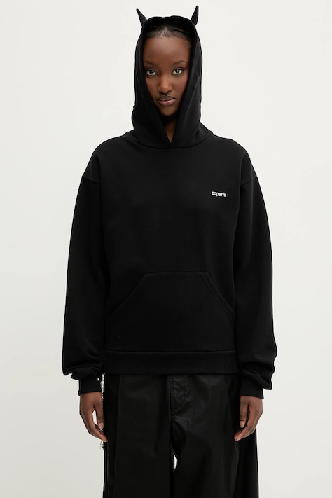 Coperni bluza bawełniana Horn damska kolor czarny z kapturem gładka COPJS15BISF5035