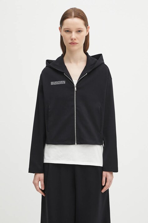 Mikina Pangaia DNA Double Jersey Zip Up Hoodie čierna farba, s kapucňou, jednofarebná, 10002361