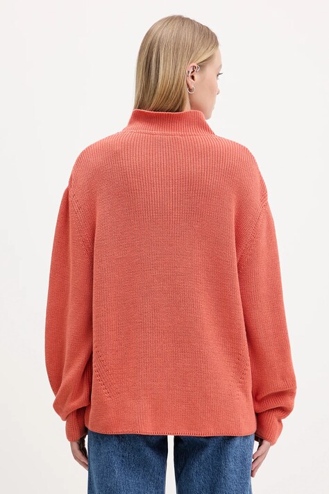 Tommy Jeans sweter bawełniany damski kolor pomarańczowy z półgolfem DW0DW21676