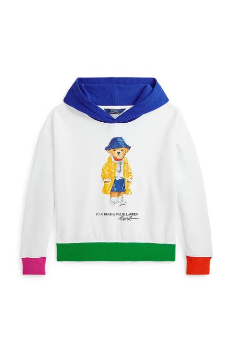 Polo Ralph Lauren gyerek felső fehér, nyomott mintás, kapucnis, 313957380001