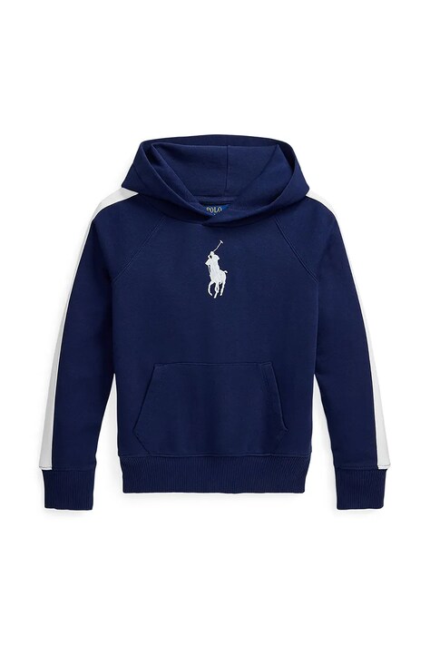 Polo Ralph Lauren hanorac de bumbac pentru copii culoarea bleumarin, cu glugă, uni, 313957348002