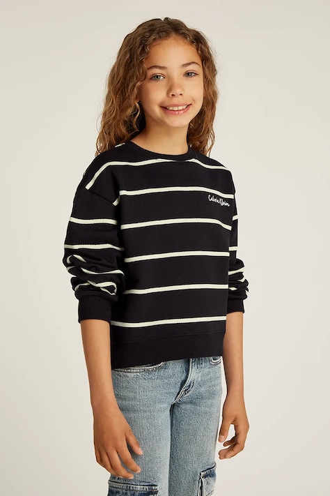 Детская хлопковая кофта Calvin Klein Jeans цвет чёрный узор IG0IG02751