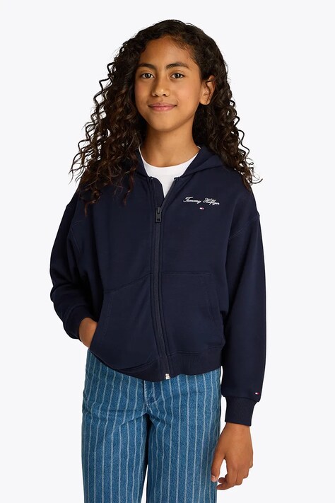 Tommy Hilfiger bluza dziecięca kolor granatowy z kapturem z nadrukiem KG0KG08318