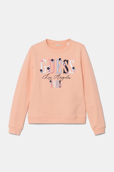 Guess hanorac de bumbac pentru copii culoarea portocaliu, cu imprimeu, J5RQ05 KAD74