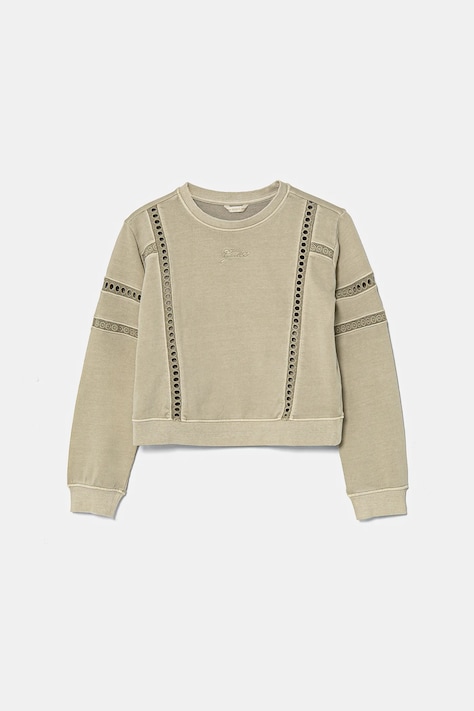 Dětská bavlněná mikina Guess zelená barva, s aplikací, J5RQ08 KAD74