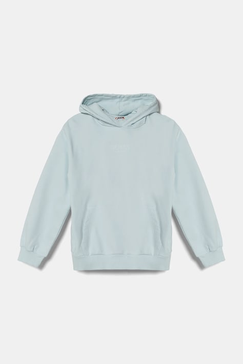 Guess bluza bawełniana dziecięca kolor niebieski z kapturem z aplikacją J5RQ09 KAD74