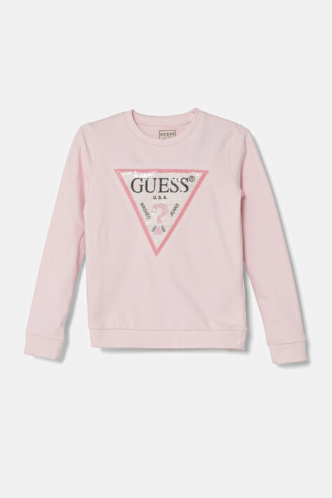 Guess hanorac de bumbac pentru copii culoarea roz, cu imprimeu, K4YQ10 KA6R4