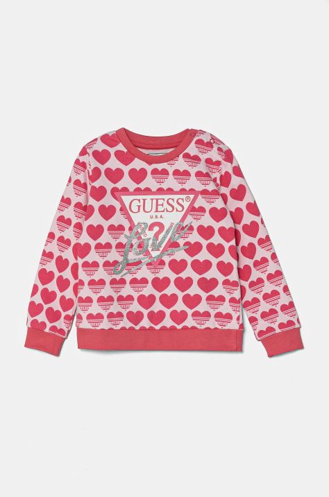 Guess hanorac de bumbac pentru copii culoarea roz, cu imprimeu, K5RQ01 KA6R4