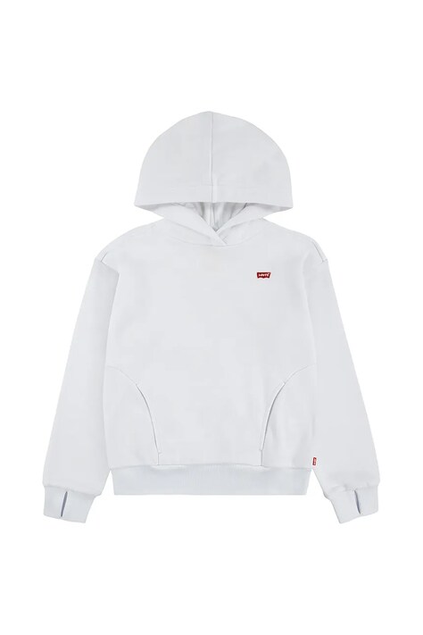Детски суичър Levi's BATWING PATCH HOODIE в бяло с качулка с изчистен дизайн 3EN102