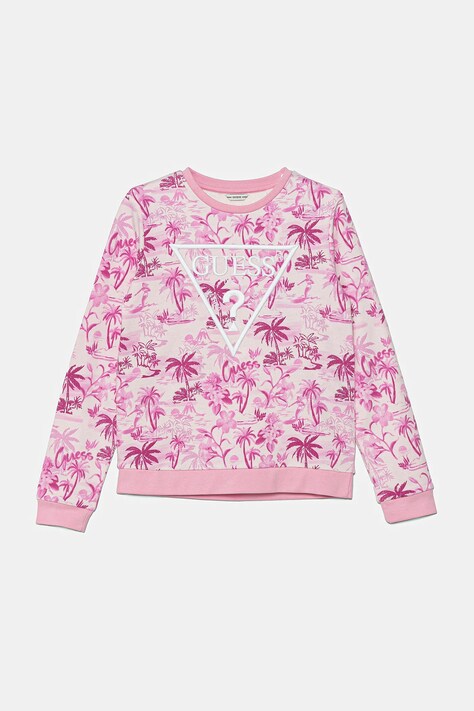 Guess hanorac de bumbac pentru copii culoarea roz, cu imprimeu, J5GQ01 KA6R4